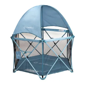Baby Delight Go with Me Eclipse Deluxe Portable Playard | Playpen | Sun Canopy | Indoor and Outdoor | Ultra Padded Nylon Floor | Blue Wave