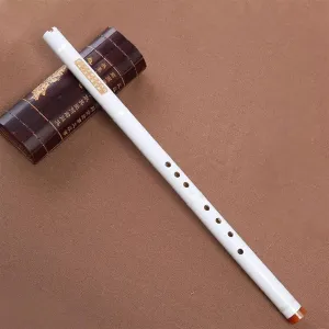Bamboo Flute Dizi Purple Bamboo Flute Xiao Chinese Vertical Piccolo Shakuhachi Classic Traditional Music Instrument Short Dizi Xiao(White)
