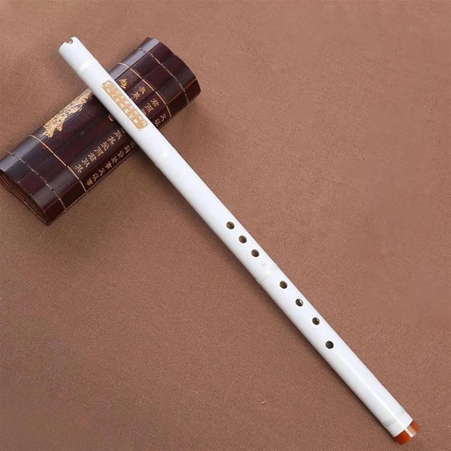Bamboo Flute Dizi Purple Bamboo Flute Xiao Chinese Vertical Piccolo Shakuhachi Classic Traditional Music Instrument Short Dizi Xiao(White)