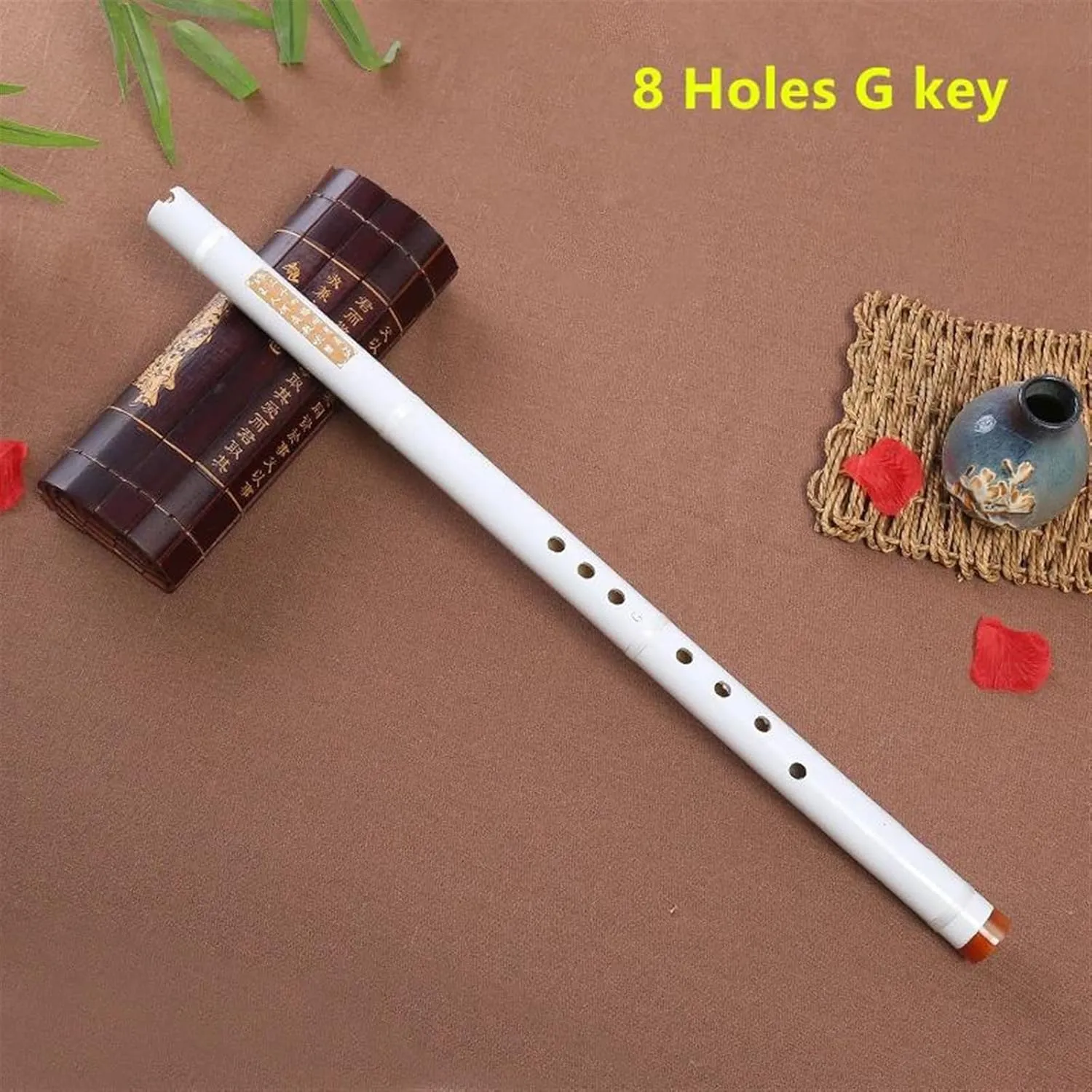 Bamboo Flute Dizi Purple Bamboo Flute Xiao Chinese Vertical Piccolo Shakuhachi Classic Traditional Music Instrument Short Dizi Xiao(White)