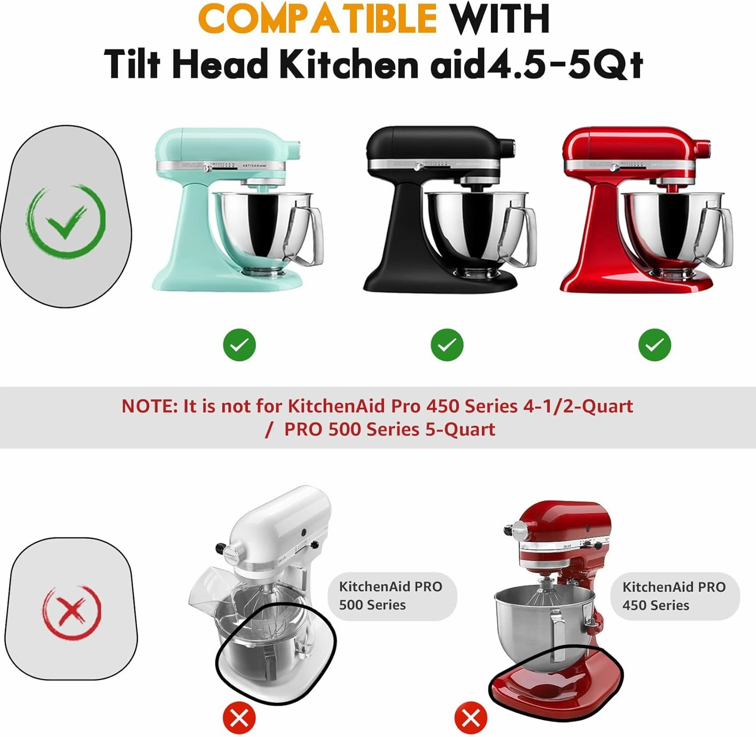 Bamboo Mixer Slider Mat for Tilt Head Kitchen Aid 4.5-5 Qt Stand Mixer, Appliance sliding mat for kitchenaid Artisan 4.5-5 Qt, Countertop Storage Accessories Mixer Moving Tray Attachments Black