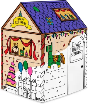 Bankers Box at Play Color in Birthday Playhouse, Cardboard Playhouse and Life Size Craft Activity for Kids and Families