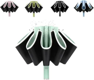 BAODINI Inverted UV Umbrella for Rain and Sun Medium Size UPF 50  Rverse Compact Umbrella Auto Open Close