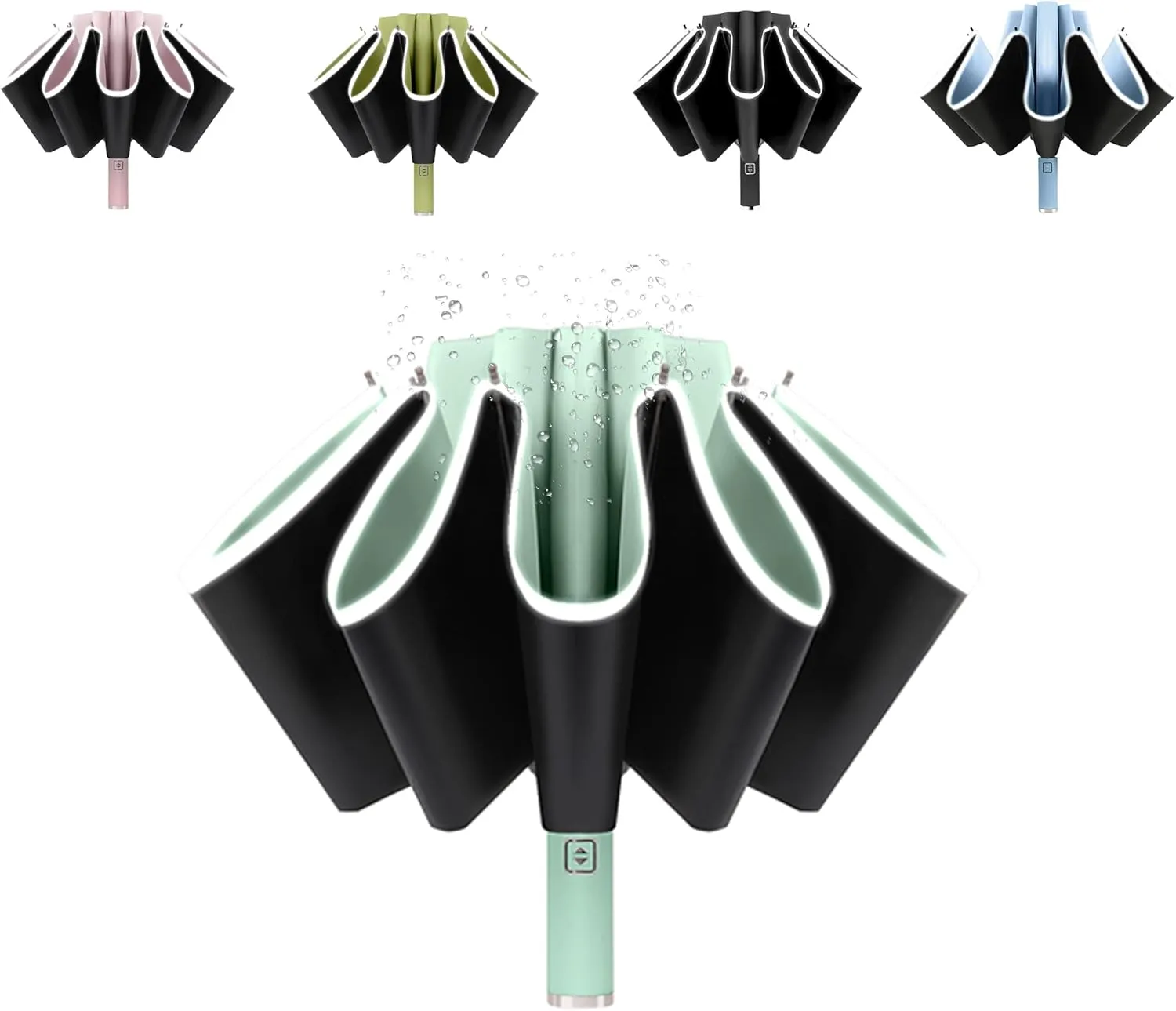 BAODINI Inverted UV Umbrella for Rain and Sun Medium Size UPF 50  Rverse Compact Umbrella Auto Open Close