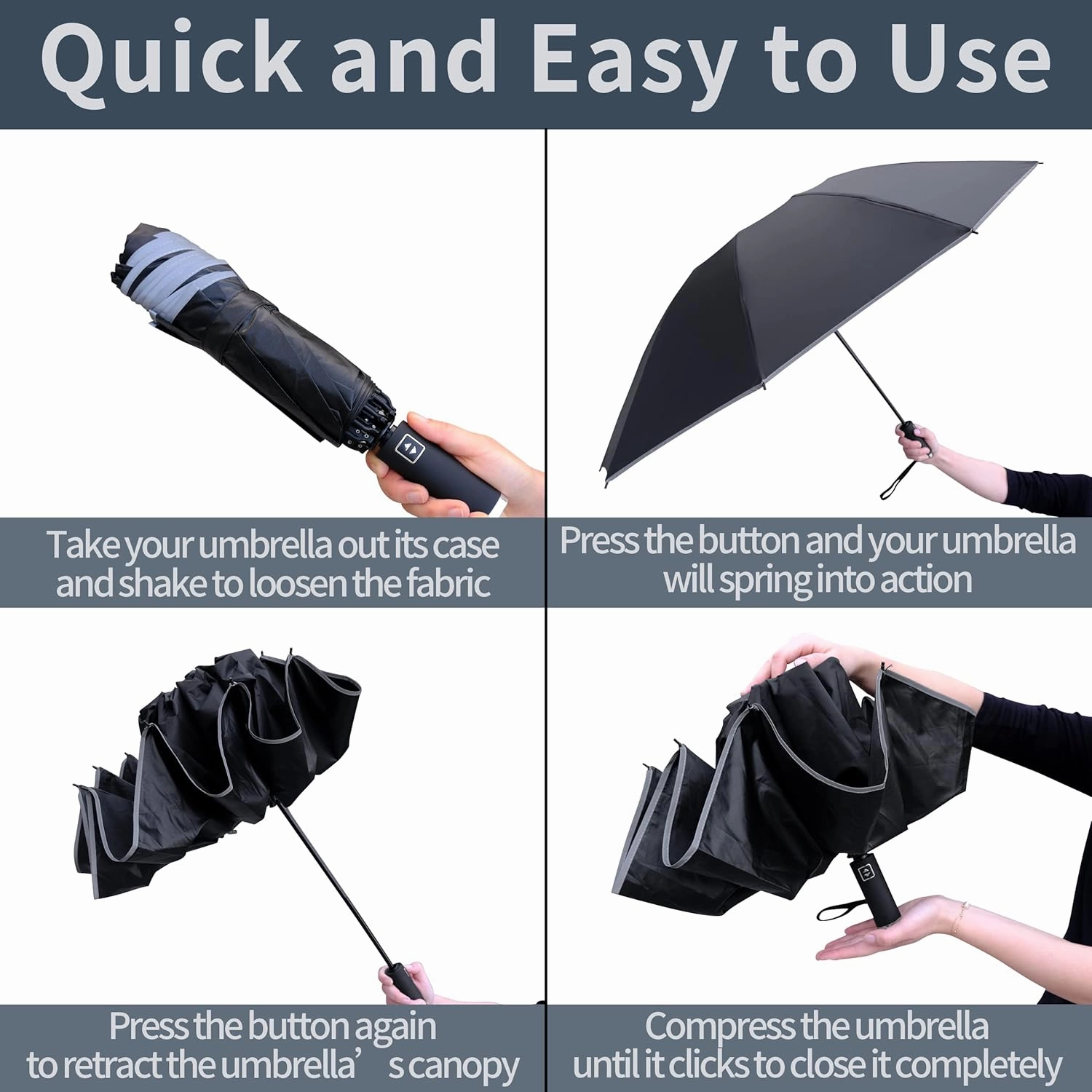 BAODINI Inverted UV Umbrella for Rain and Sun Medium Size UPF 50  Rverse Compact Umbrella Auto Open Close