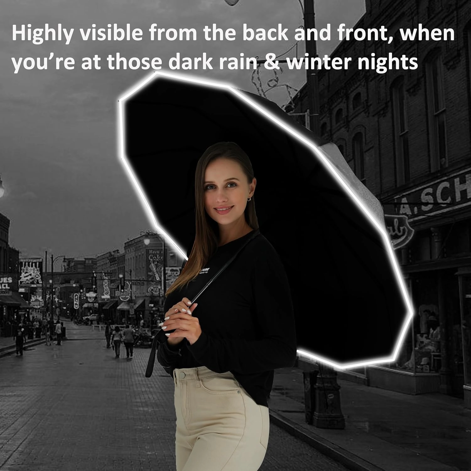 BAODINI Inverted UV Umbrella for Rain and Sun Medium Size UPF 50  Rverse Compact Umbrella Auto Open Close
