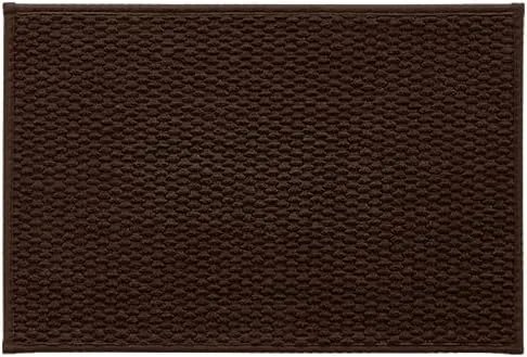 Bathroom Rugs Non Slip Washable, Super Absorbent Thin Bath Mat Small Quick Dry Low Pile Bathroom Rug, Brown 16"x24"