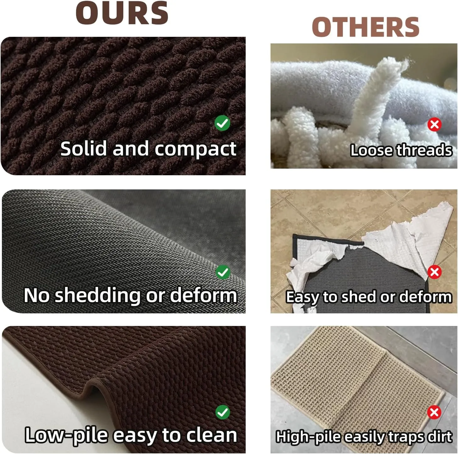 Bathroom Rugs Non Slip Washable, Super Absorbent Thin Bath Mat Small Quick Dry Low Pile Bathroom Rug, Brown 16"x24"