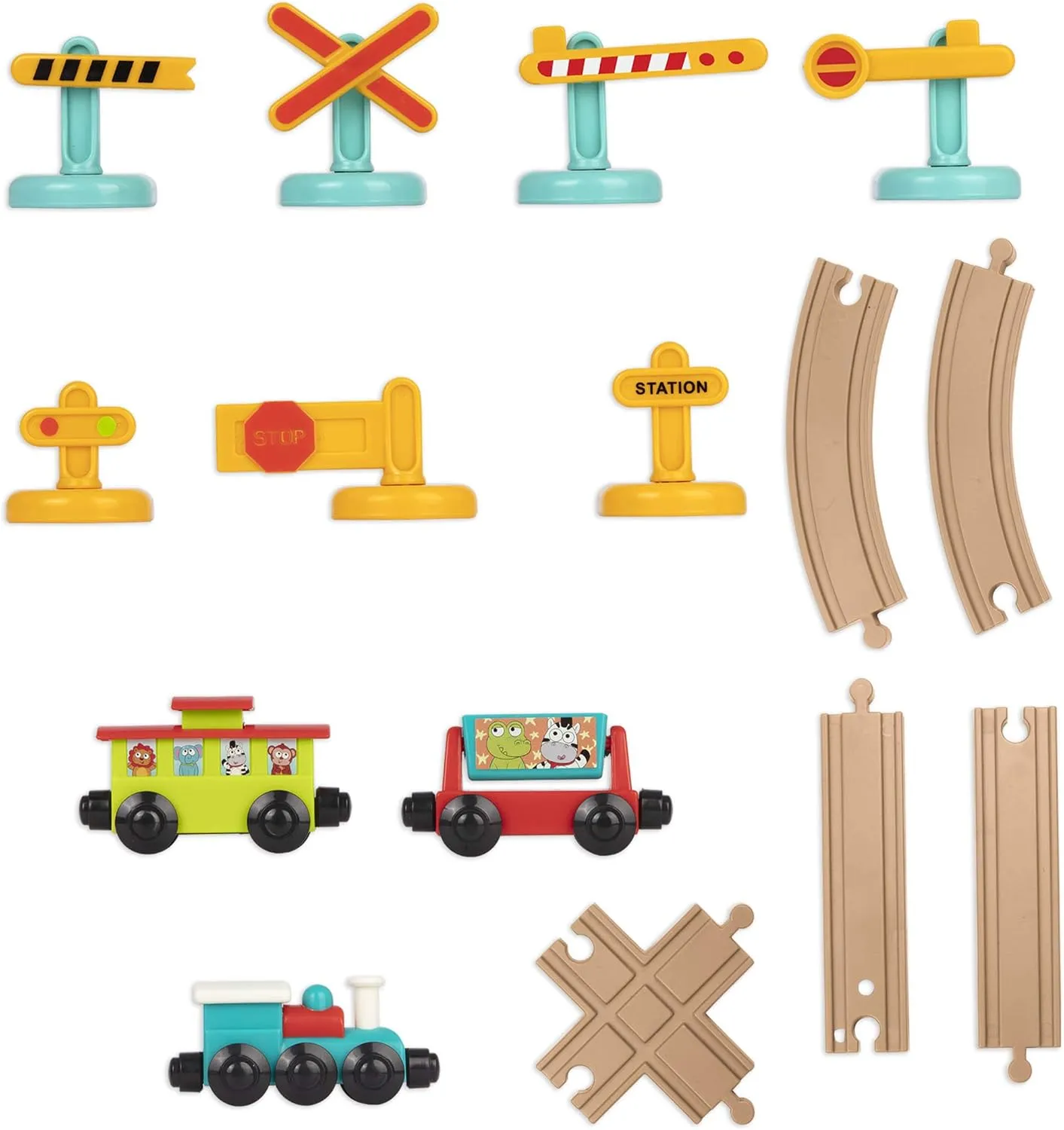 Battat – Train Set For Kids, Toddlers – 29Pc Train Track Set With Trains And Accessories – Developmental Toy- All Aboard Train Set – 2 Years  
