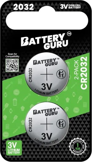BatteryGuru Car Key Battery for Volkswagen Tiguan (2009-2024 Tiguan Remote Battery CR2032 3V Powered Pack of 2