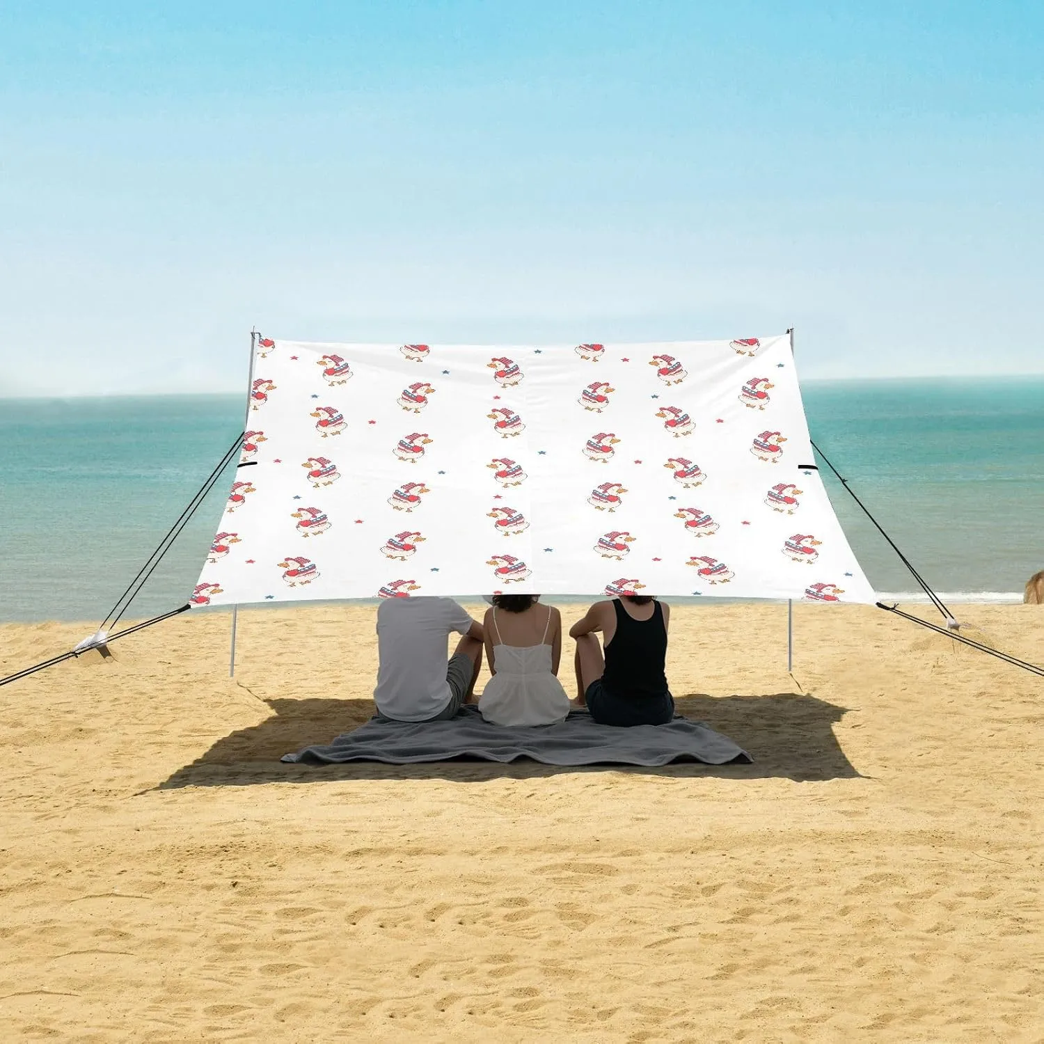Beach Shade Tent with UPF50  UV Protection,Cute USA Patriotic Goose Lightweight Camping Sun Shelter for Outdoor,Camping Trips, Fishing, Backyard,Picnics,Easy Set Up and Carry 9x10.5 FT