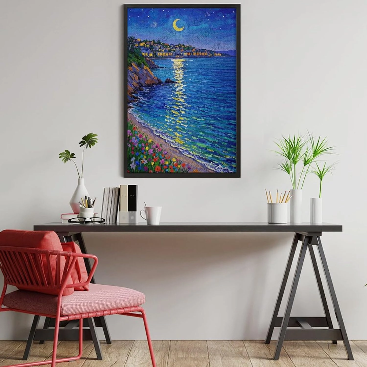 Beach Night View Jigsaw Puzzle 1000 Pieces – Premium Wooden Puzzle for Adults | Scenic Ocean & Moon Art | Stress-Relief & Engaging Brain Game | Gift Idea | 30" x 20"