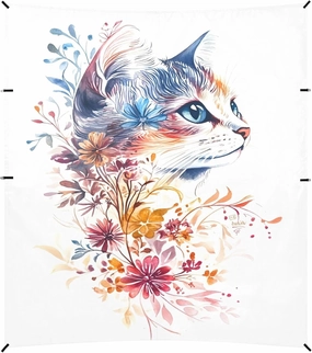 Beach Tent Floral Cat Head Beach Canopy Outdoor Sun Shelter with Sandbags Sand Shovel Ground Pegs Stability Poles, Portable Sun Protection for Camping Picnic Fishing Backyard Family