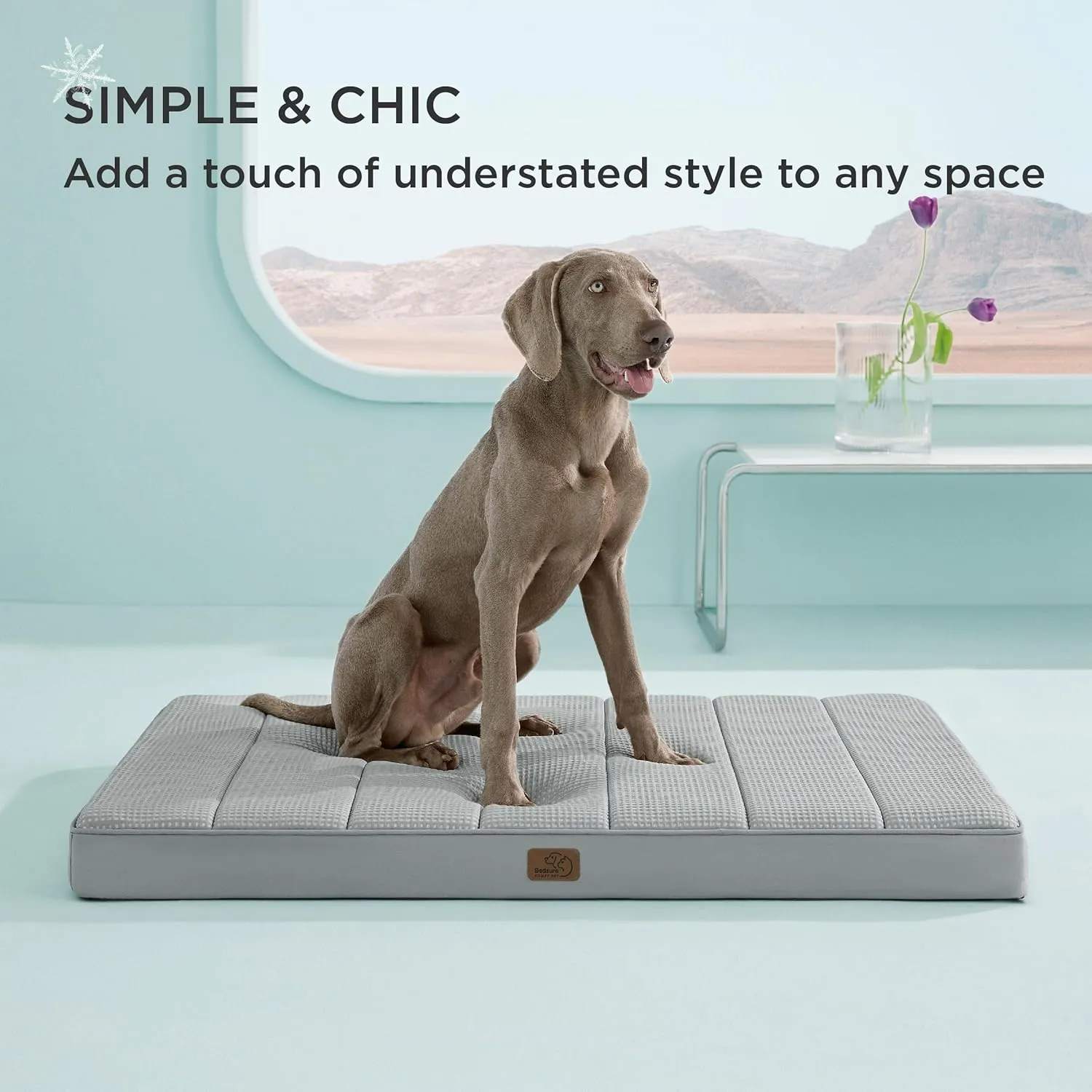 Bedsure Cooling Dog Bed for Crate - Large Orthopedic Waterproof Puppy Beds with Removable Washable Cover, Egg Crate Foam Pet Mat, Suitable for Pet Up to 90 lbs