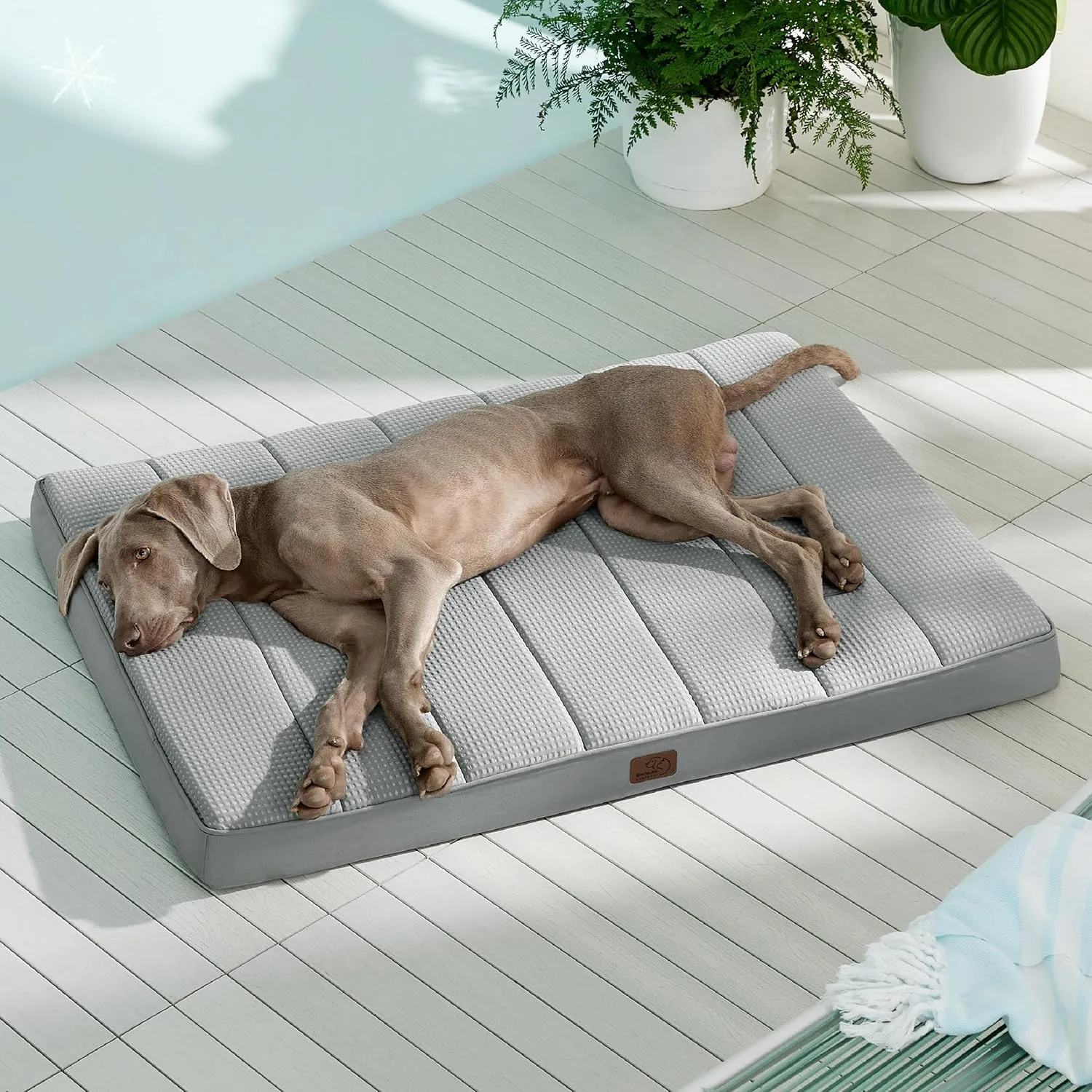 Bedsure Cooling Dog Bed for Crate - Large Orthopedic Waterproof Puppy Beds with Removable Washable Cover, Egg Crate Foam Pet Mat, Suitable for Pet Up to 90 lbs