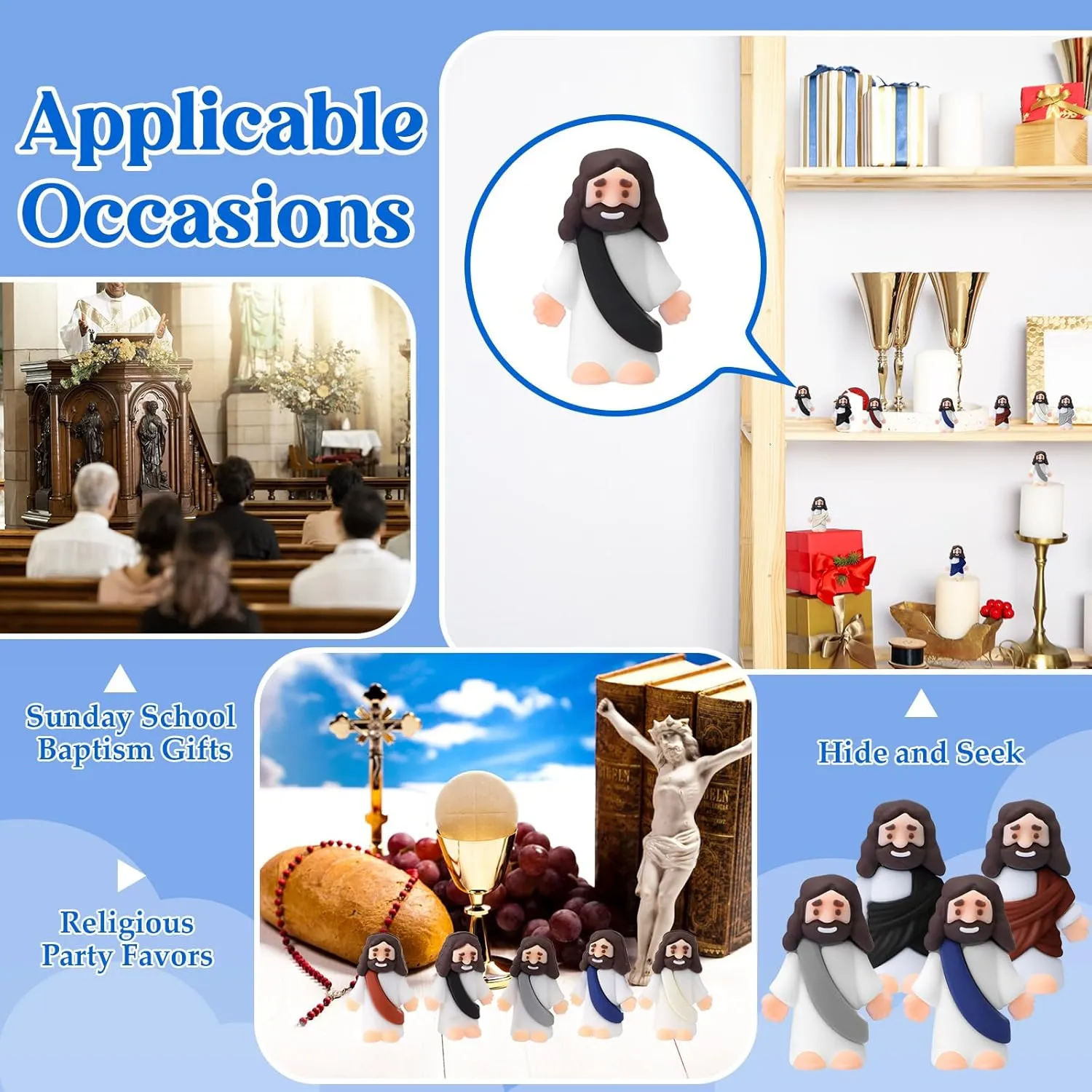 Bememo 100 Pcs Jesus Toys Little Jesus Figurine Miniature Jesus Doll Tiny Jesus Figurine to Hide and Seek Classic Religious Gifts for Easter Egg Stuffers(Retro Color)