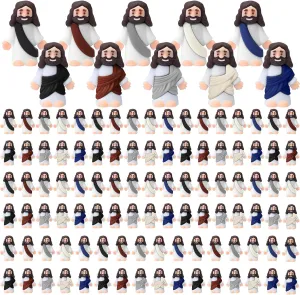 Bememo 100 Pcs Jesus Toys Little Jesus Figurine Miniature Jesus Doll Tiny Jesus Figurine to Hide and Seek Classic Religious Gifts for Easter Egg Stuffers(Retro Color)