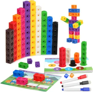 BenBen Math Manipulatives Blocks, 100pcs Number Counting Cubes, with 15 Game Cards & Storage Bag, 3-8 yrs Kids STEM Educational Toys, Homeschool Preschool Kindergarden Learning Activity Supplies