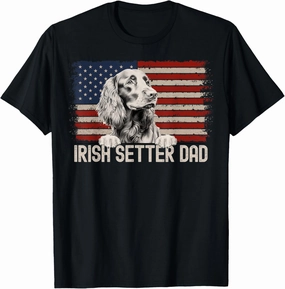 Best Dog Dad Ever American Flag - Irish Setter Dad T-Shirt