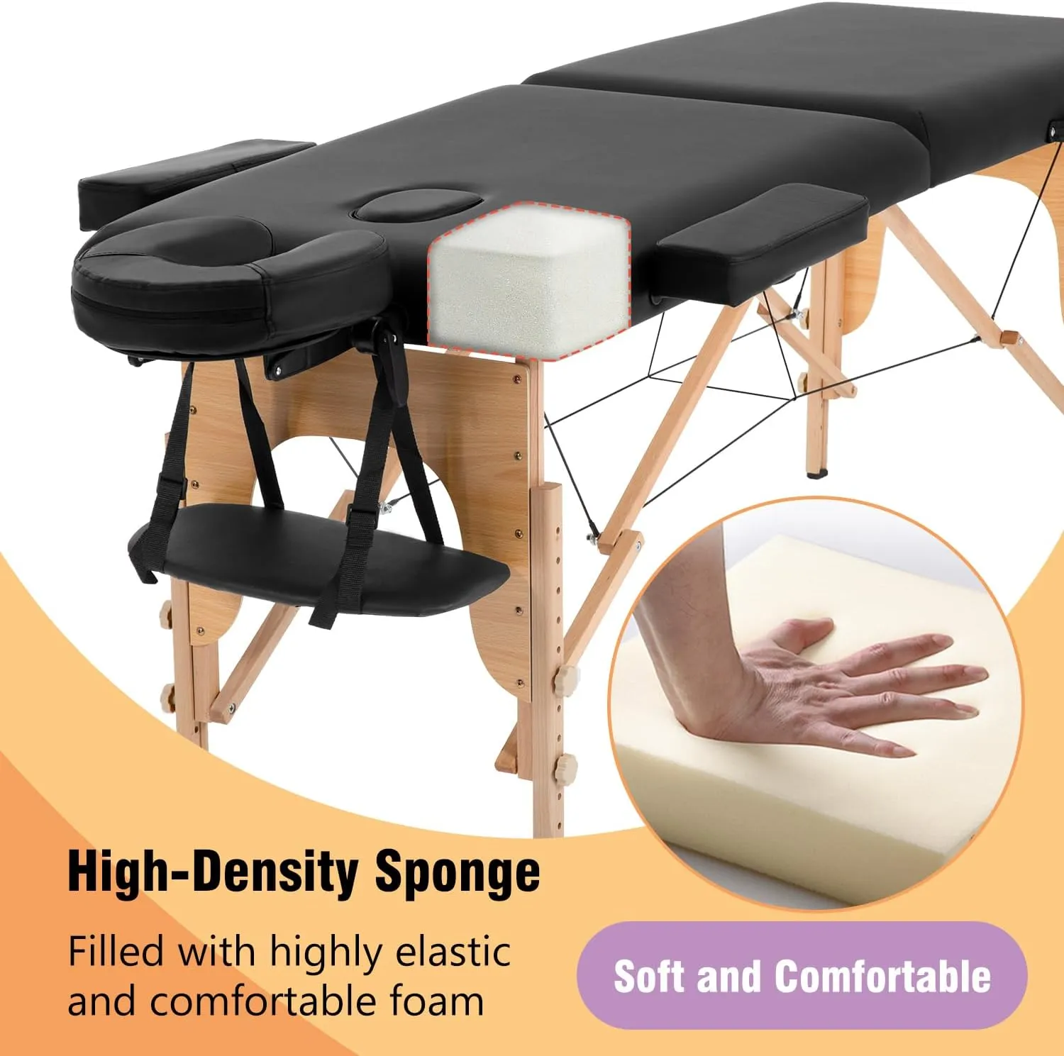 BestMassage Massage Bed Portable Massage Table 24 in Wide Lash Bed Heigh Adjustable 2 Folding with Non-Woven Bag for Spa Footmassage Facial CareSpa Tattoo