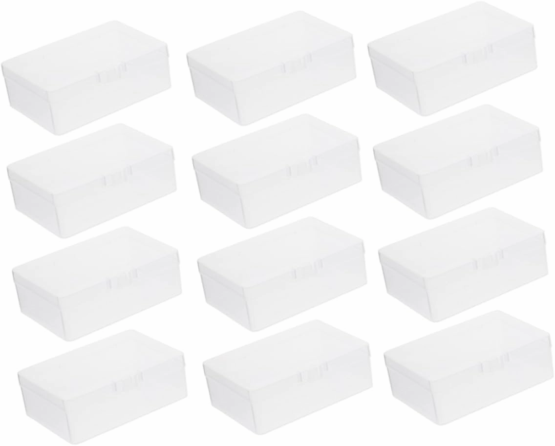 BESTonZON 12pcs Clear Card Storage Organizer Case Compact and Stackable Plastic Box for Trading Cards and Accessories for Travel and Organization