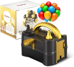 Bezente Balloon Pump Electric, Portable Balloon Inflator Pump Electric Air Pump for Balloons Dual Nozzle Electric Balloon Pump for Birthday Wedding Graduation Party Decorations