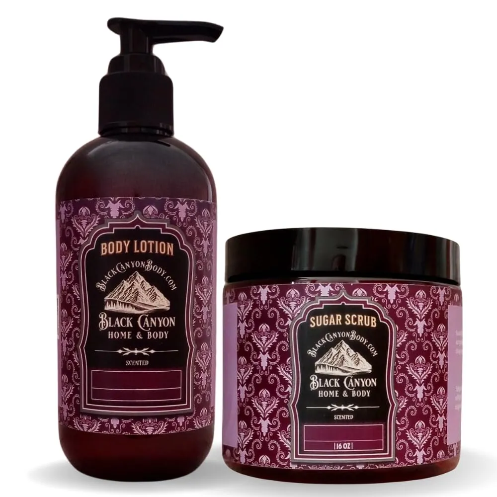 Black Canyon Jasmine & Lily Rose Scented Body Lotion and Sugar Scrub Set, 12 Oz Lotion - 16 Oz Sugar Scrub