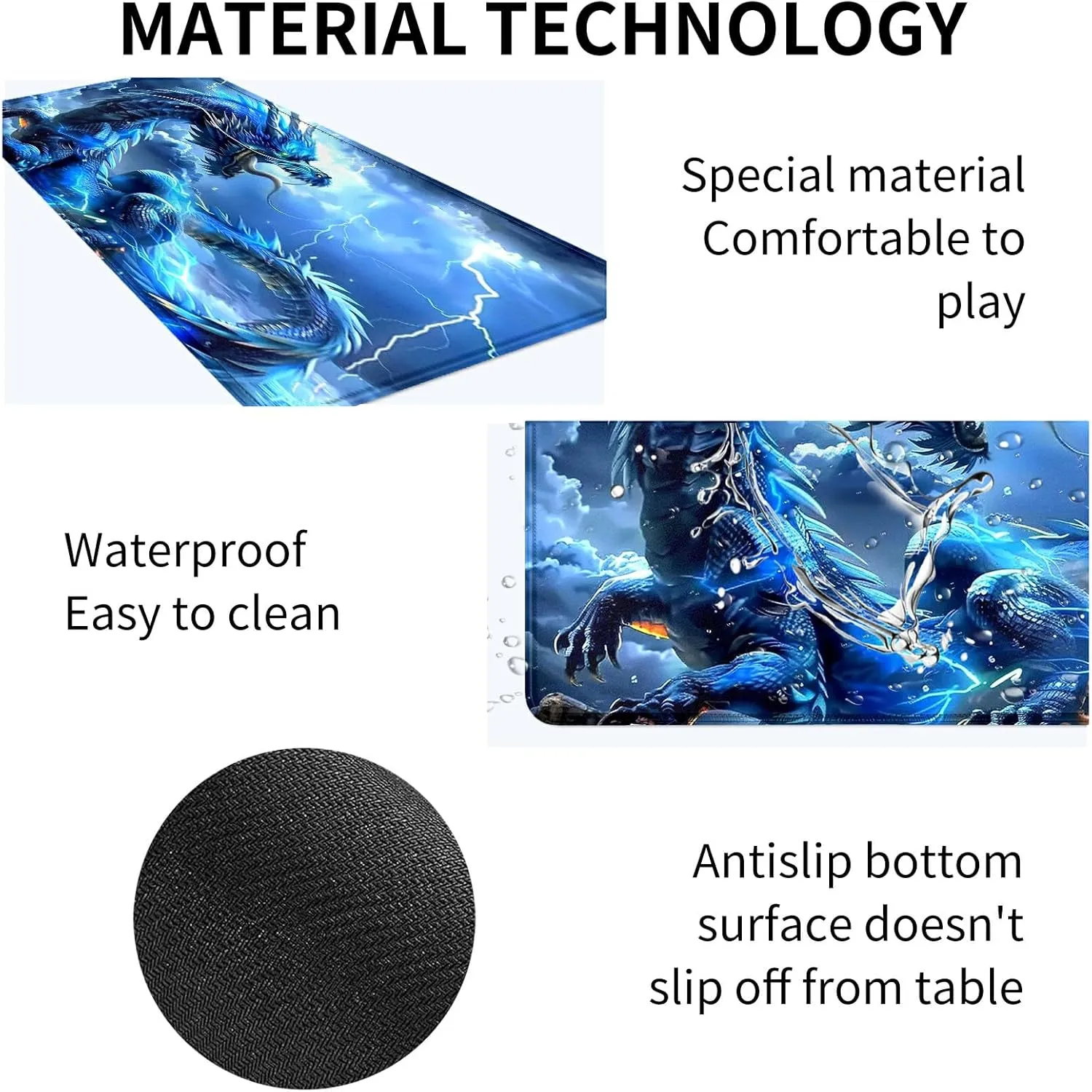 Blue Dragon Card Mat for MTG & TCG Playmat Mouse Pad,23.6" x 13.8" Game Mat Trading Card Game Playmats Table Mat Perfect for Card Games Video Games Computer Office
