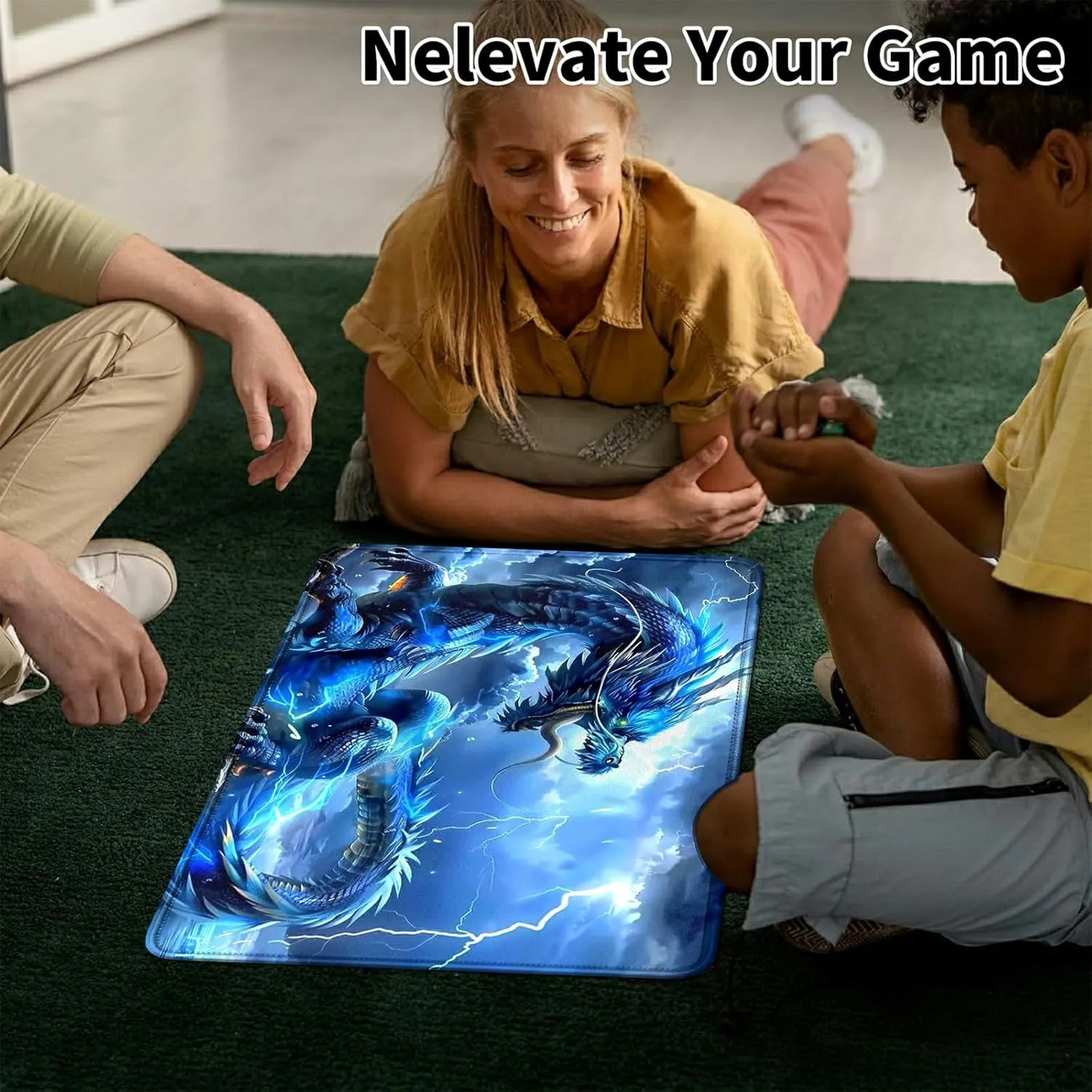 Blue Dragon Card Mat for MTG & TCG Playmat Mouse Pad,23.6" x 13.8" Game Mat Trading Card Game Playmats Table Mat Perfect for Card Games Video Games Computer Office