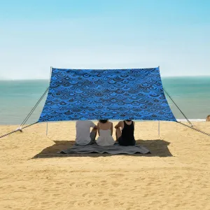 Blue Dragon Scales Beach Canopy Tent Anti-UV & Wind Resistant, Camping Sun Shelter Easy Setup Portable,Outdoor Shade Tents with Sandbags,Sand Shovels,Ground Pegs & Stability Poles