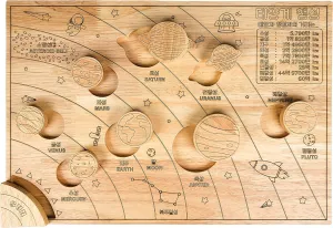 BLUE GINKGO Solar System Model Board (Korean) - Wooden Science STEM Montessori Toys for Kids 3-8 with Removable Planets - Outer Space Themed Educational Puzzle Game Toy Gift (16 x 11 Inches)