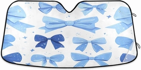 Blue Bows Car Windshield Sunshade Foldable Car Front Window Sun Shade Auto Sun Visor Heat Protector Blocks UV Rays and Keeps Vehicle Cool, 57x31.5inch