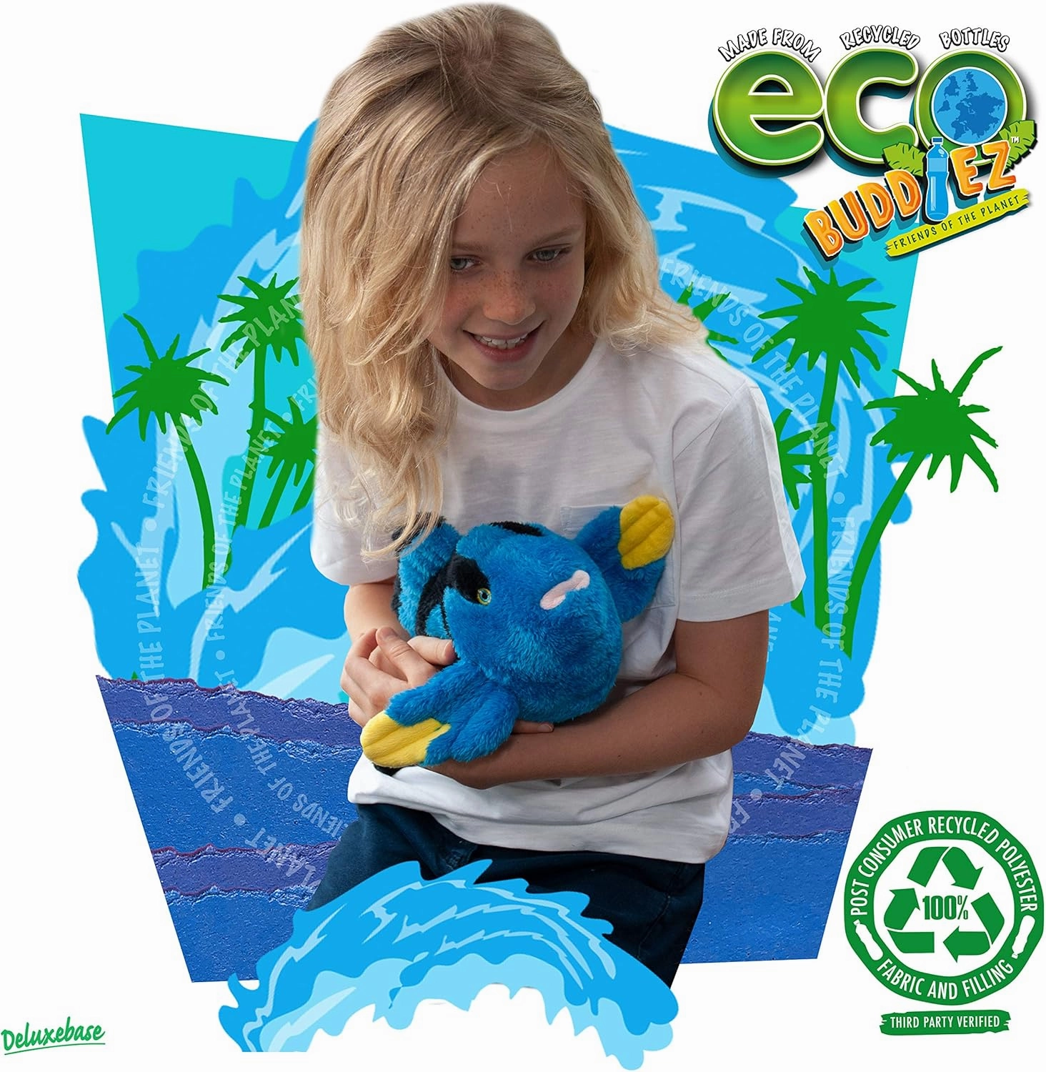 Blue Tang from Deluxebase. 13 Inch Blue Tang Plush Toy. Eco Friendly Child Safe Fish Stuffed Animal Made from Recycled Plastic Bottles.