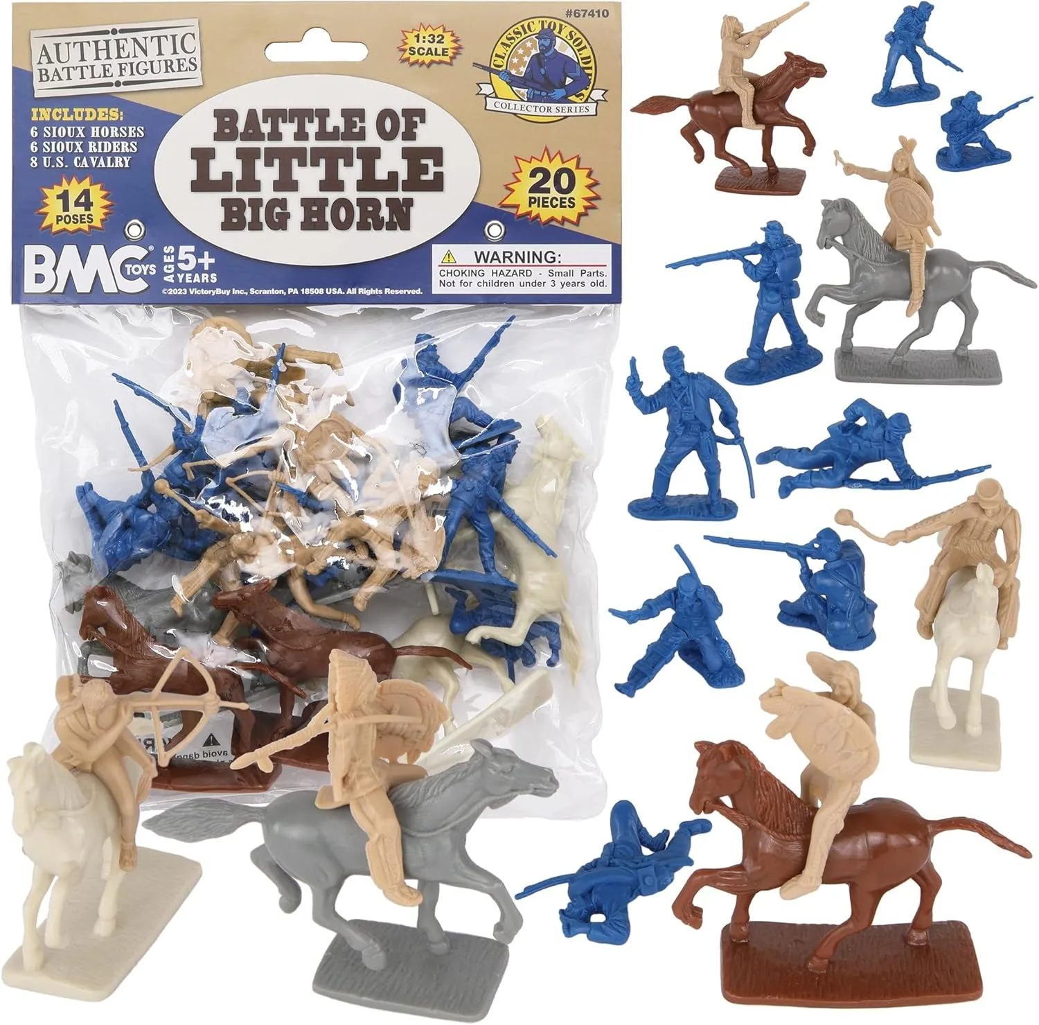 BMC CTS Battle of Little Big Horn Plastic Army Men - 20pc Sioux & Cavalry Figure