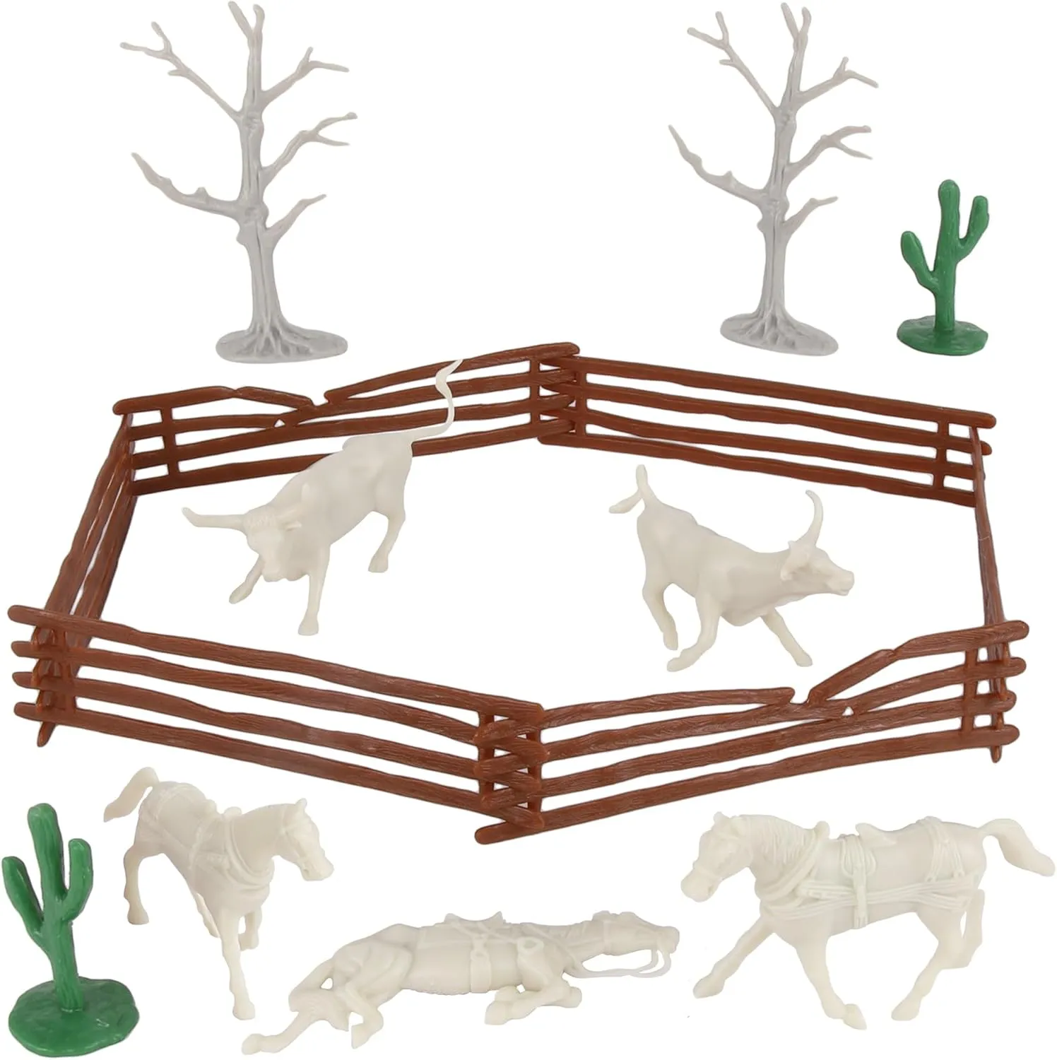 BMC CTS Desert Western Ranch - 15pc Plastic Figure Playset Diorama Accessories