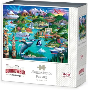 Boardwalk Puzzles Alaska's Inside Passage, 500 Piece Jigsaw Puzzle for Adults, Made in USA