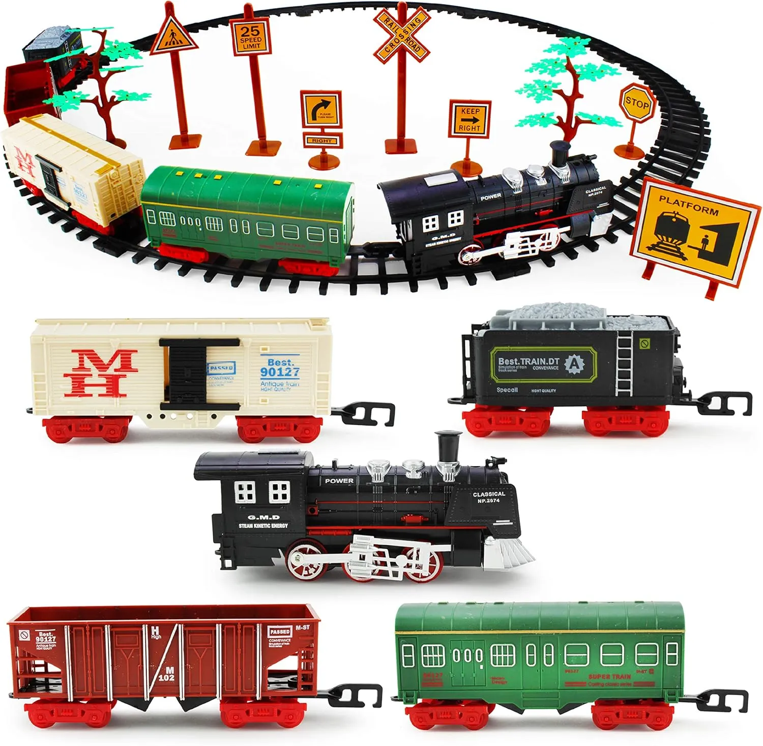 Boley Classic American Kids Train Set - 40 Pc Electric Train Toy and Track Set for Ages 3 