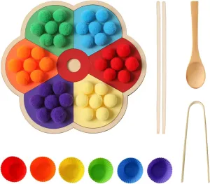 bopoobo Wooden Peg Board Beads Game Rainbow Clip Bead Puzzle Montessori Sorting Toys Counting Matching Game Beads Early Education Board Game Fine Motor Skill Montessori Toys