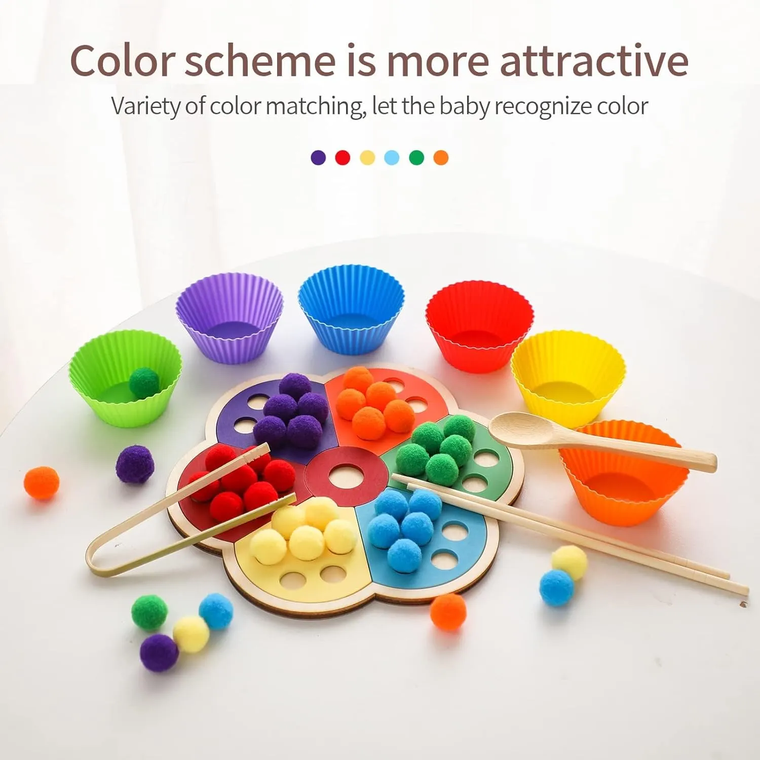 bopoobo Wooden Peg Board Beads Game Rainbow Clip Bead Puzzle Montessori Sorting Toys Counting Matching Game Beads Early Education Board Game Fine Motor Skill Montessori Toys