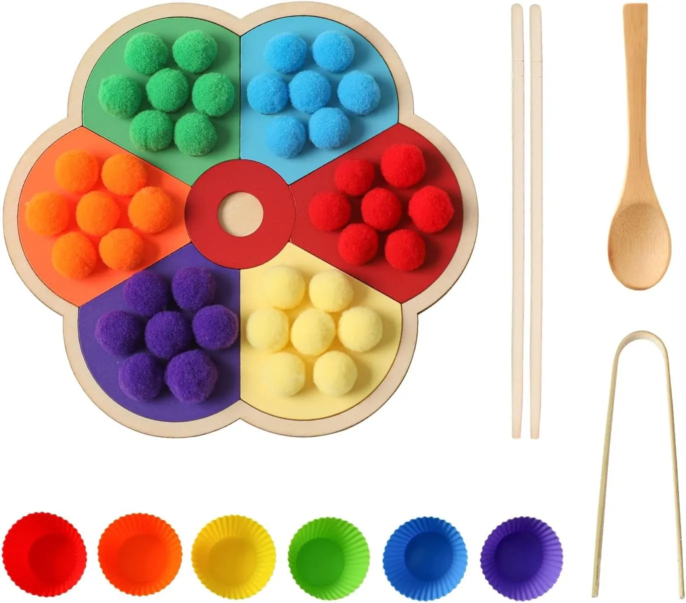 bopoobo Wooden Peg Board Beads Game Rainbow Clip Bead Puzzle Montessori Sorting Toys Counting Matching Game Beads Early Education Board Game Fine Motor Skill Montessori Toys