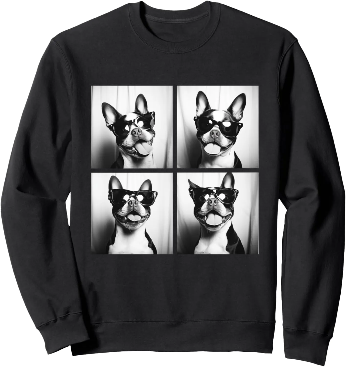 Boston Terrier Funny Dogs with Sunglasses Photo Pets Meme Sweatshirt