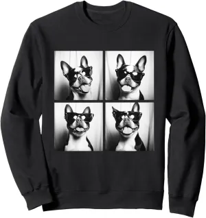 Boston Terrier Funny Dogs with Sunglasses Photo Pets Meme Sweatshirt