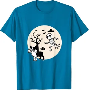 Boston Terrier Skeleton Bone Halloween Costume | Dog Owners T-Shirt