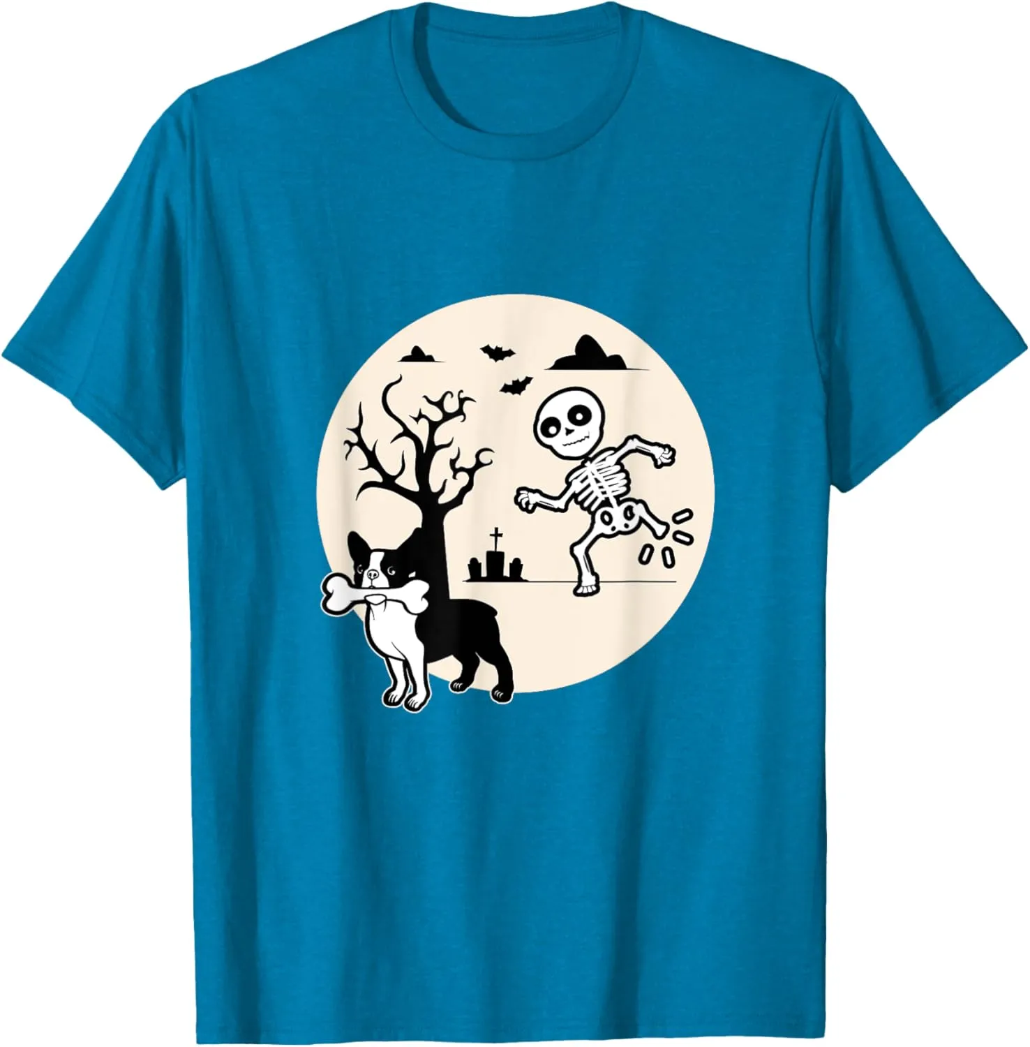 Boston Terrier Skeleton Bone Halloween Costume | Dog Owners T-Shirt