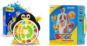 Boxiki Interactive Learning Adventure Bundle: ABC Learning Board & Human Body Book for Kids