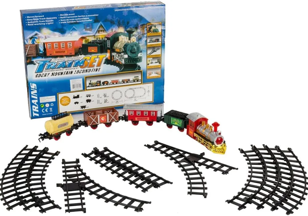BPC 16 Pieces Train Locomotive Toy Car Easy Assembly Realistic Sound, Light Play Set