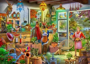Brain Tree - Fishing Shed 1000 Piece Puzzle for Adults - Unique Puzzles for Adults 1000 Pieces and up with Droplet Technology for Anti Glare & Soft Touch - 27.5”Lx19.5”W
