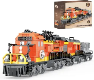 BRICK STORY City Cargo Train Building Set, BNSF Freight Trains Model, Steam Locomotive Blocks Toys, Gift for Boys Kids Aged 8-14, 635 Pieces