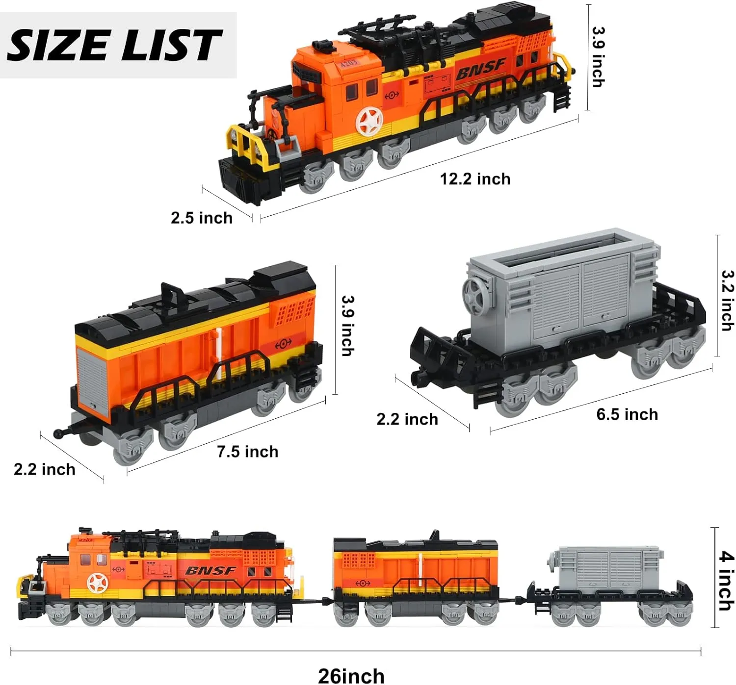 BRICK STORY City Cargo Train Building Set, BNSF Freight Trains Model, Steam Locomotive Train Building Blocks Toys, Christmas Gift Trains for Boys Kids Aged 8-14, 635 Pieces