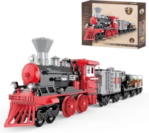 BRICK STORY City Freight Building Set, Retro Cargo Train Model, Classic Steam Train Building Blocks Toys, Creative Gift for Boys Kids Aged 8-14, 623 Pieces